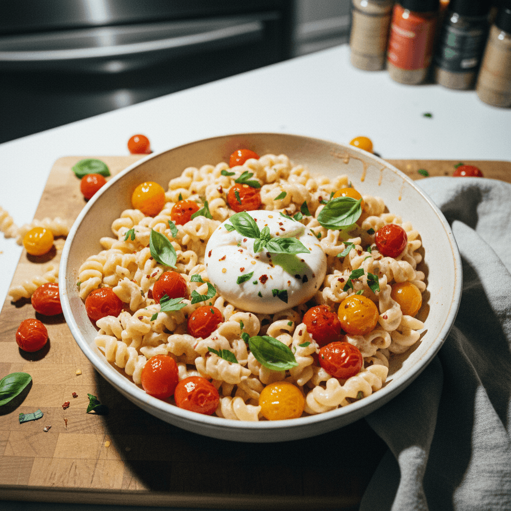 Creamy Burrata Pasta with Cherry Tomatoes