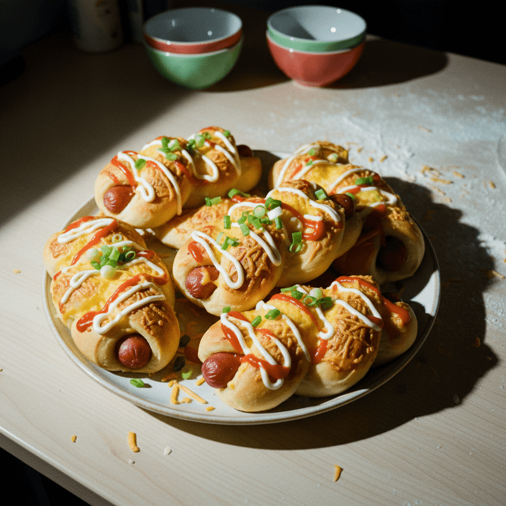 Braided Sausage & Cheese Buns / Savory Hot Dog Bread