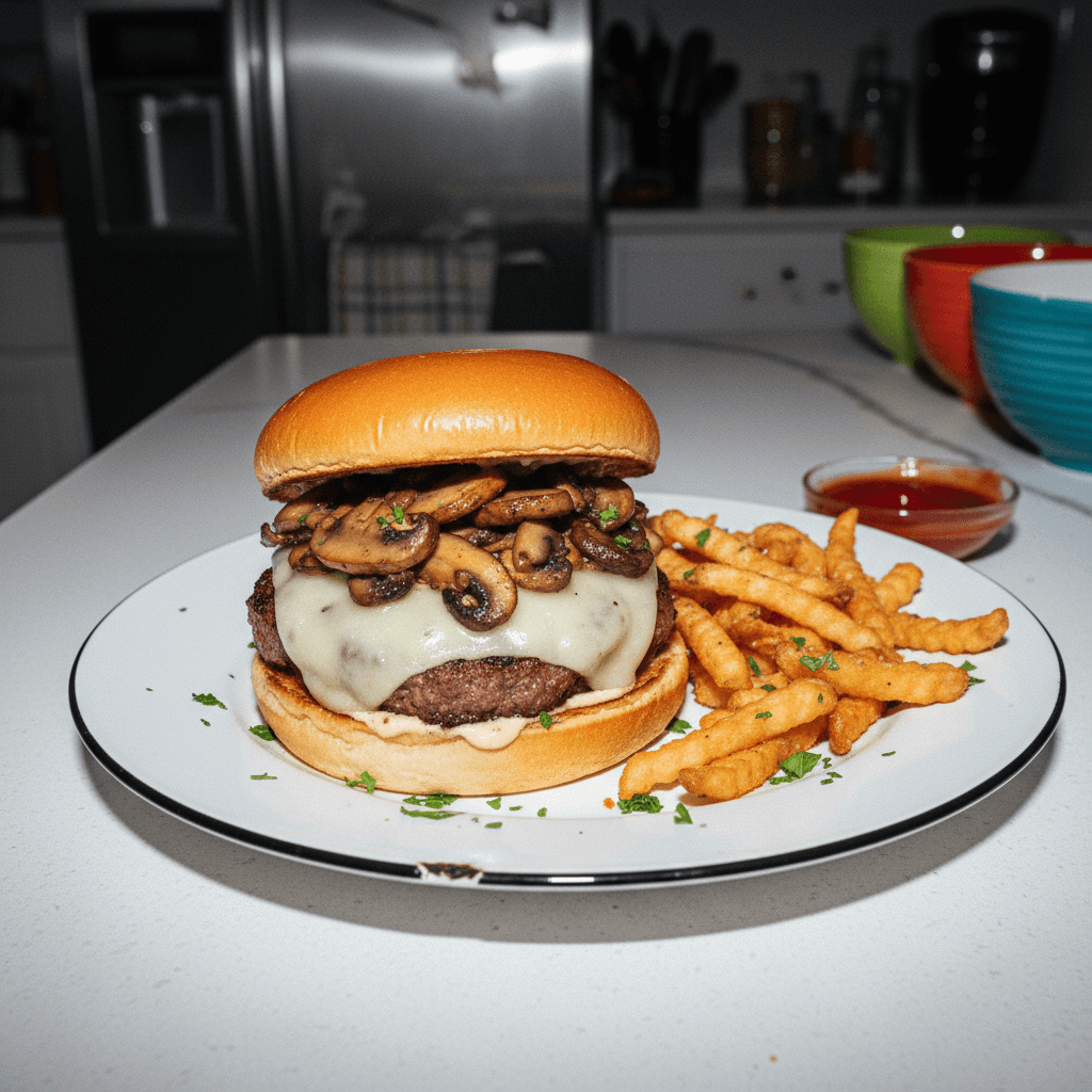 Mushroom Swiss Cheeseburger