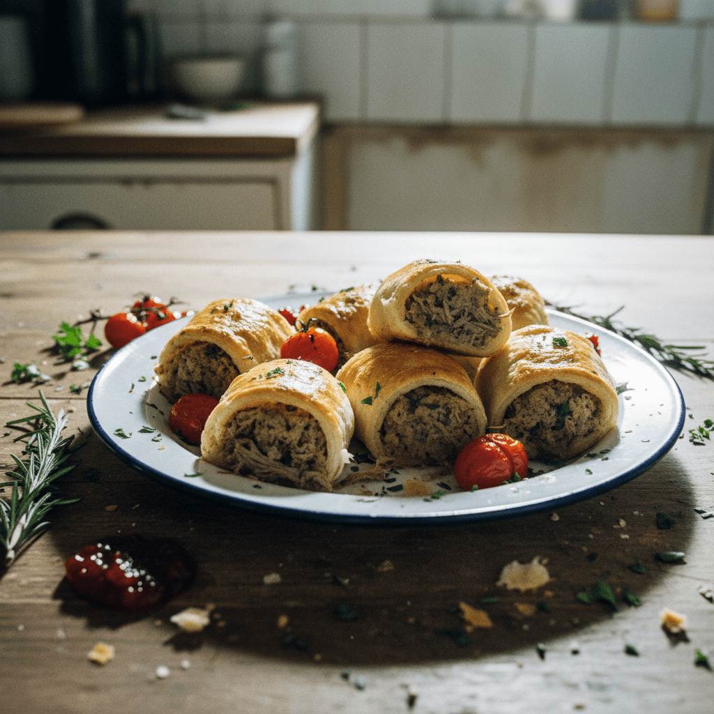 Roast Meat and Stuffing Pastry Rolls