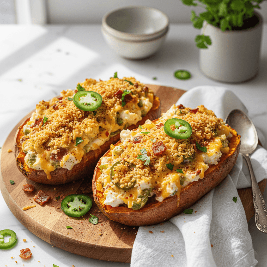 Jalapeño Popper Stuffed Sweet Potatoes