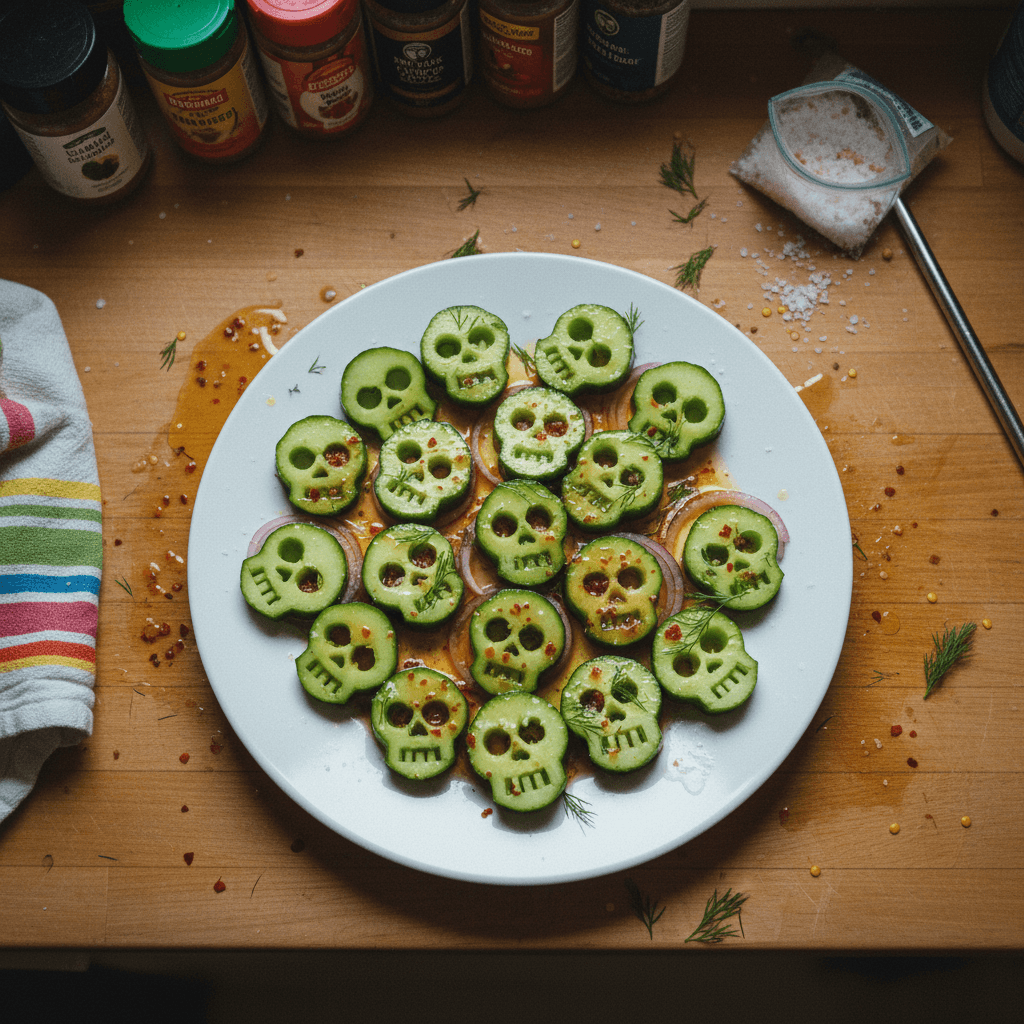 Spooky Skull Cucumber Salad