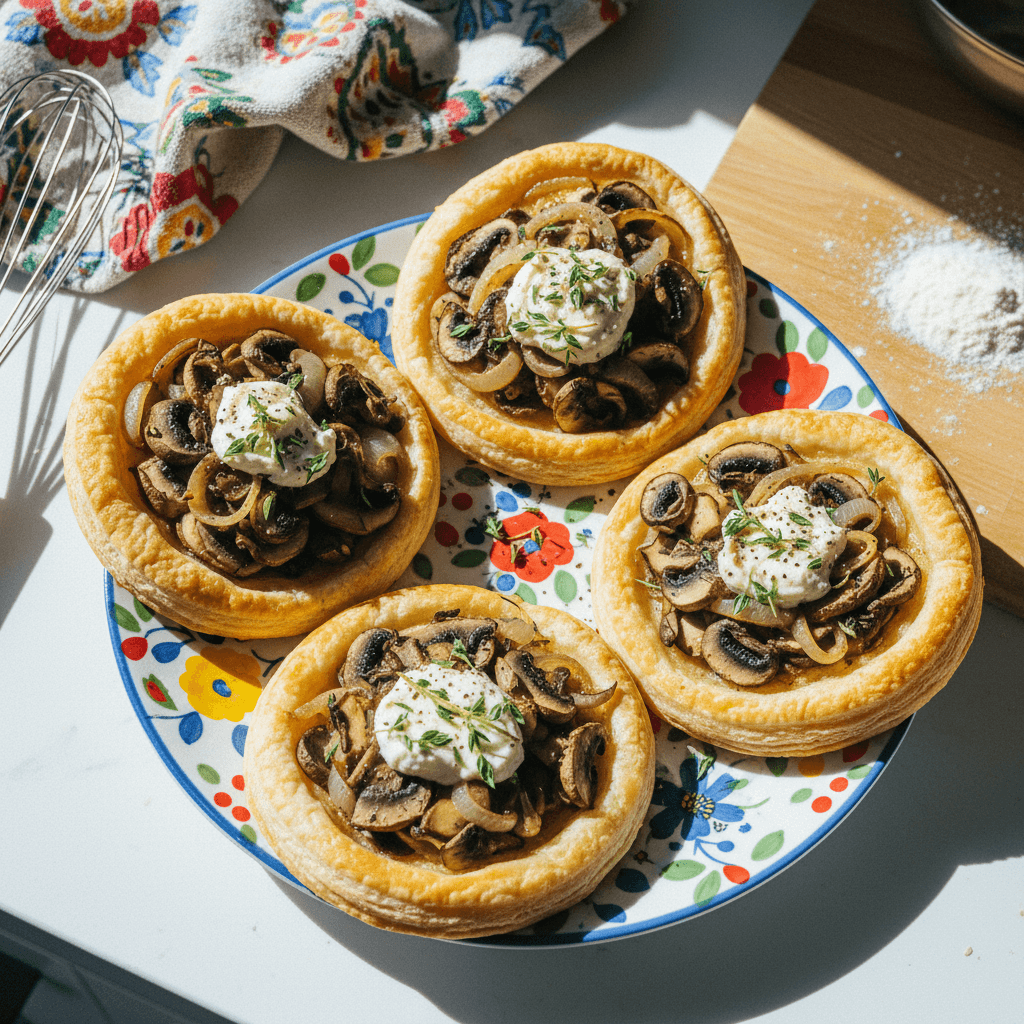 Mushroom, Shallot, and Herbed Goat Cheese Tarts