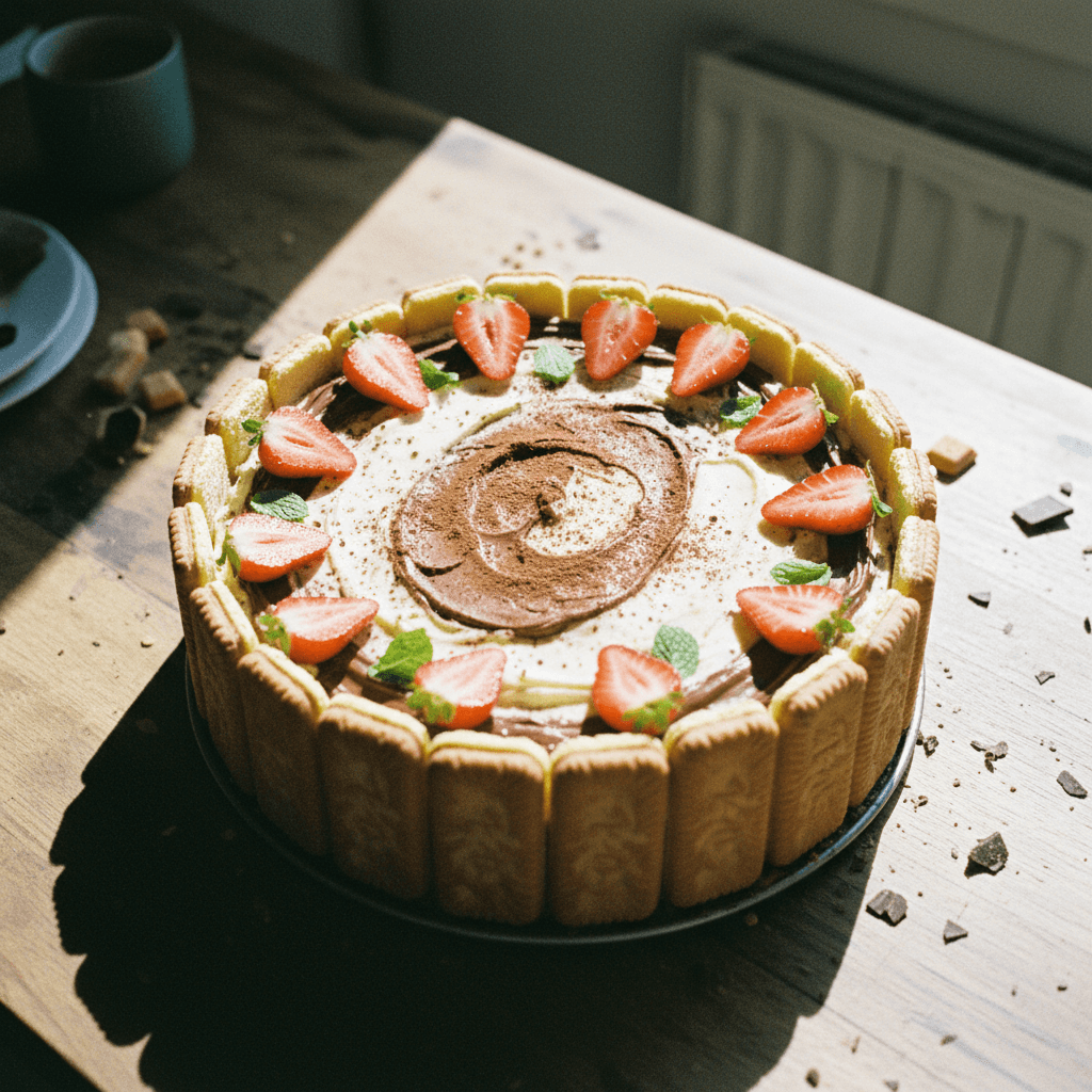 No-Bake Kinder Nutella Swirl Cake