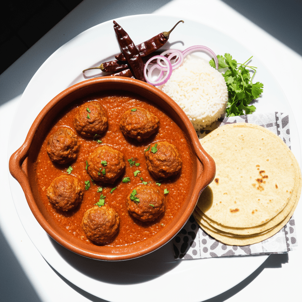 Albóndigas en salsa de chile guajillo (Meatballs in Guajillo Chili Sauce)