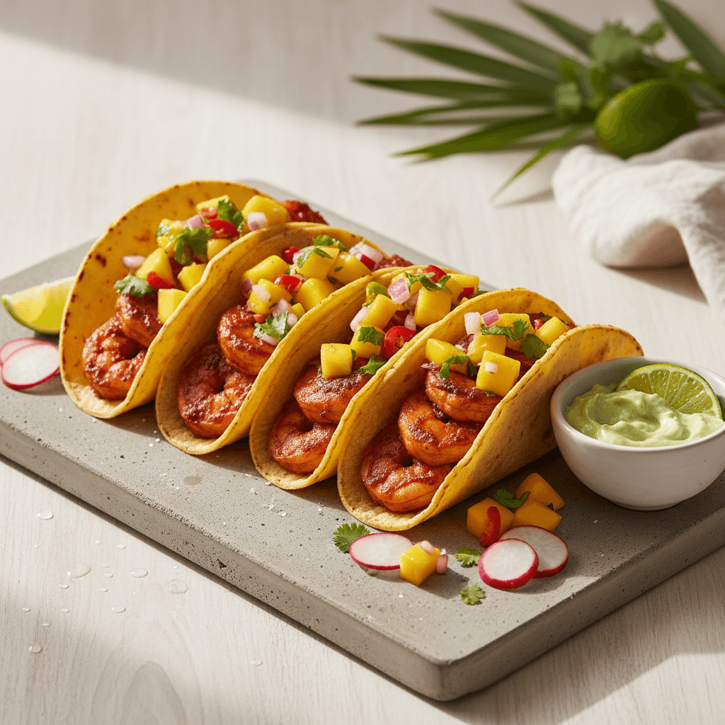 Chipotle Shrimp and Mango Salsa Tacos