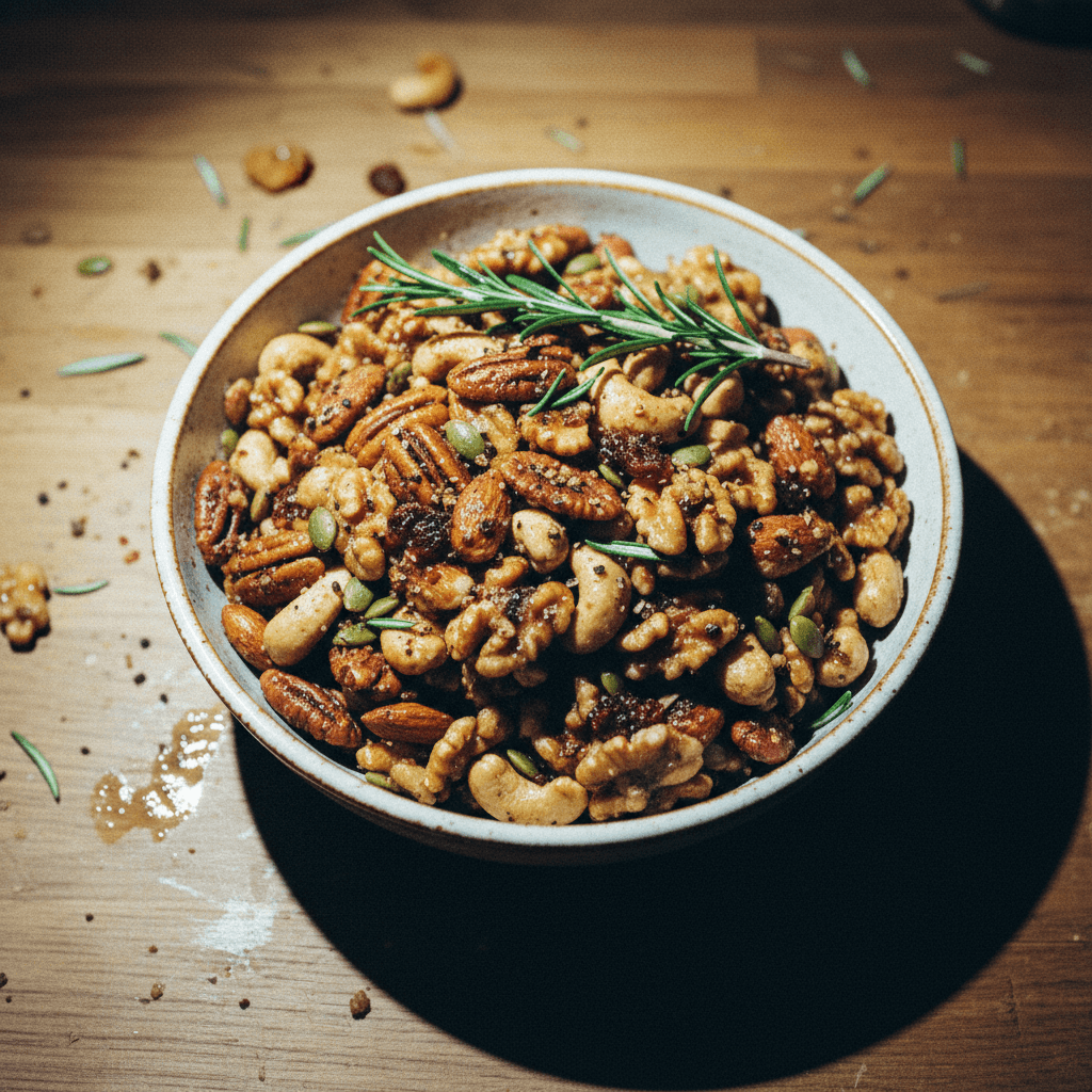 Spiced Rosemary Roasted Nuts