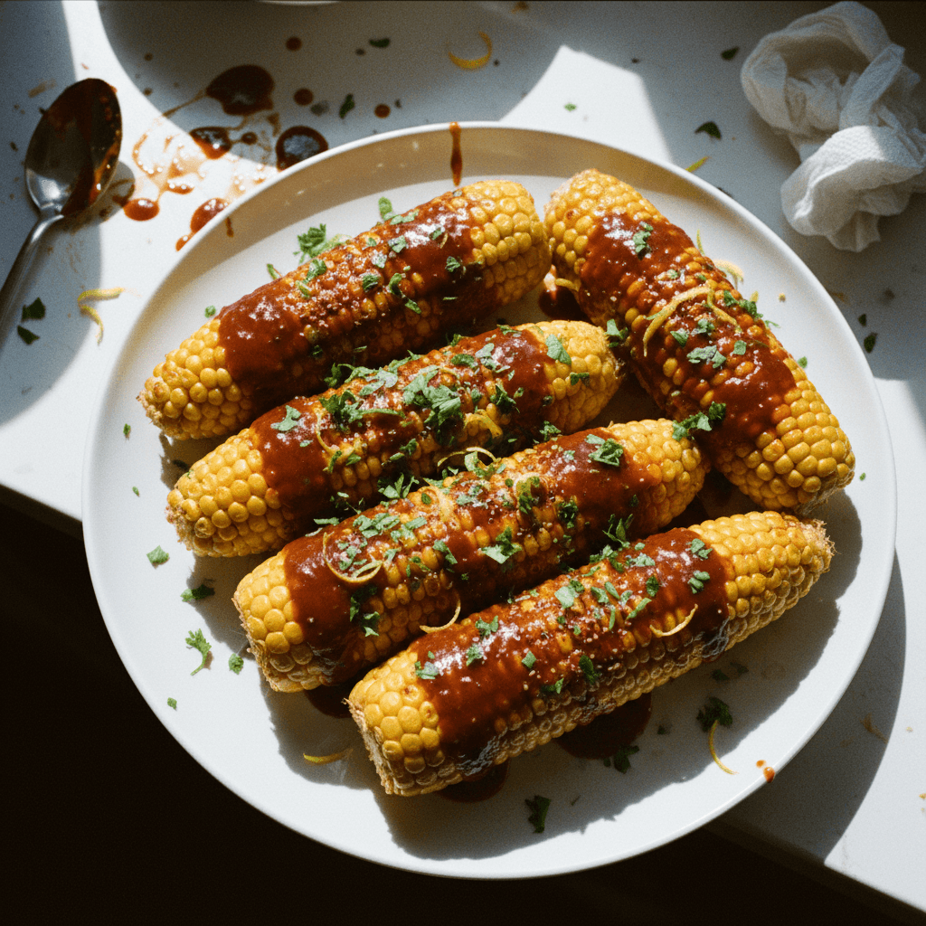 Roasted Corn with Smokey Honey Creole Sauce