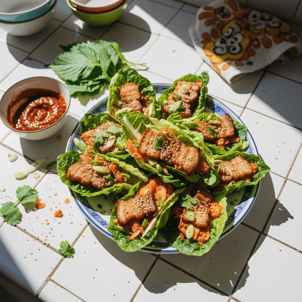 Pork Belly Kimchi Wraps