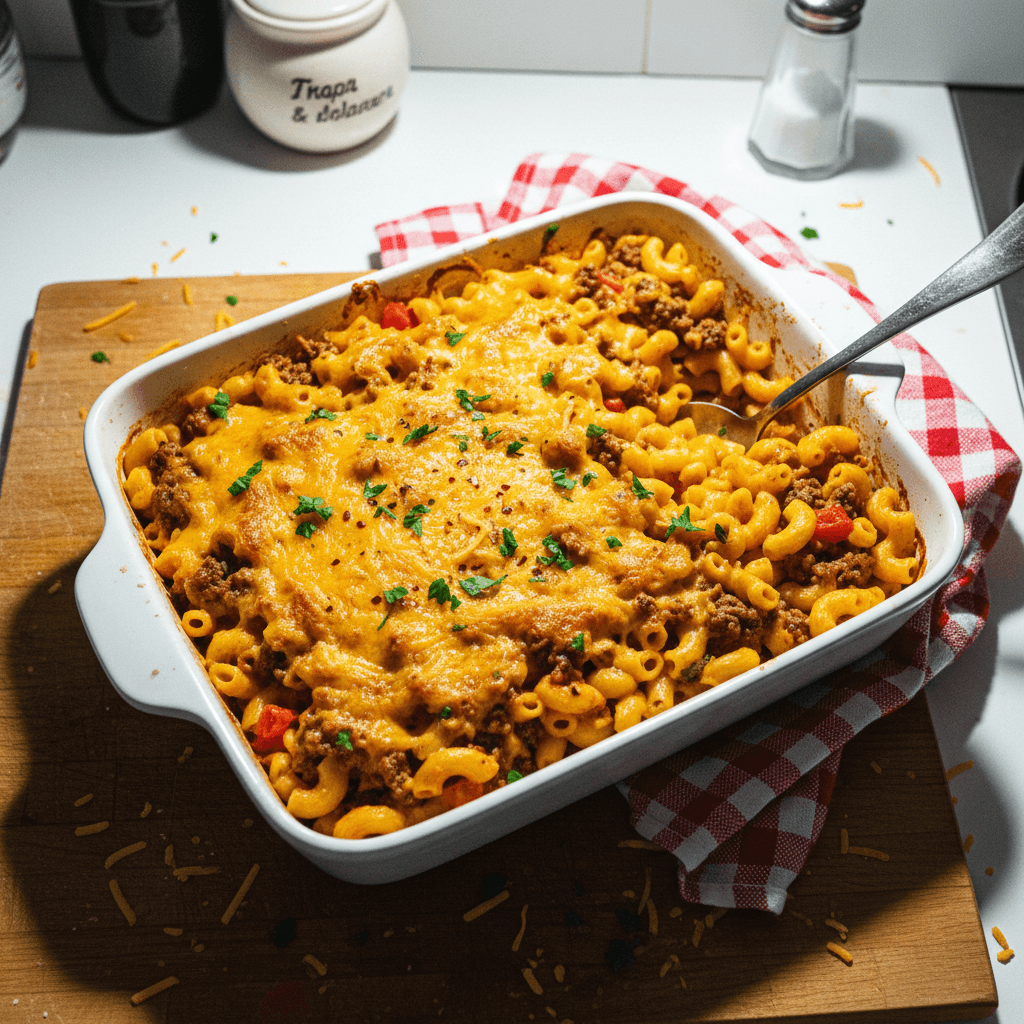Cheesy Beef and Macaroni Bake
