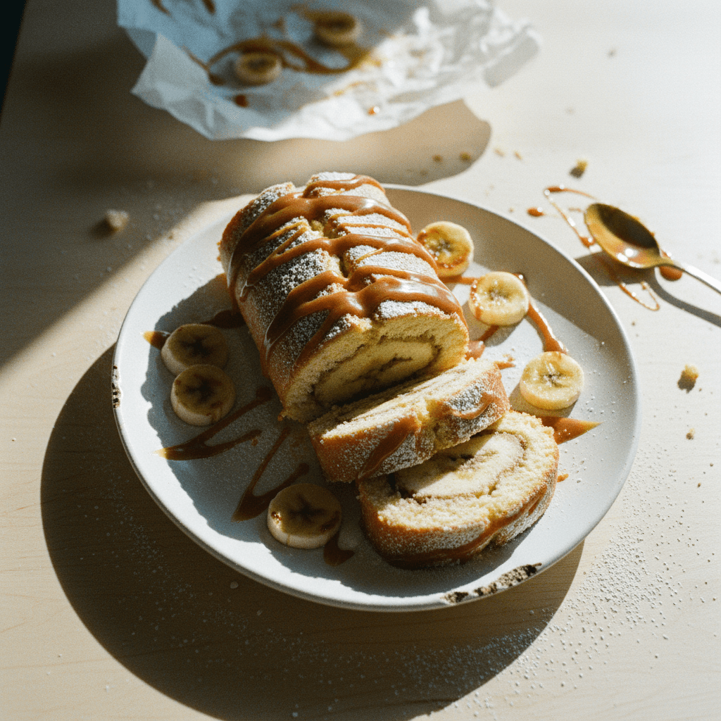 Caramel Banana Cake Roll