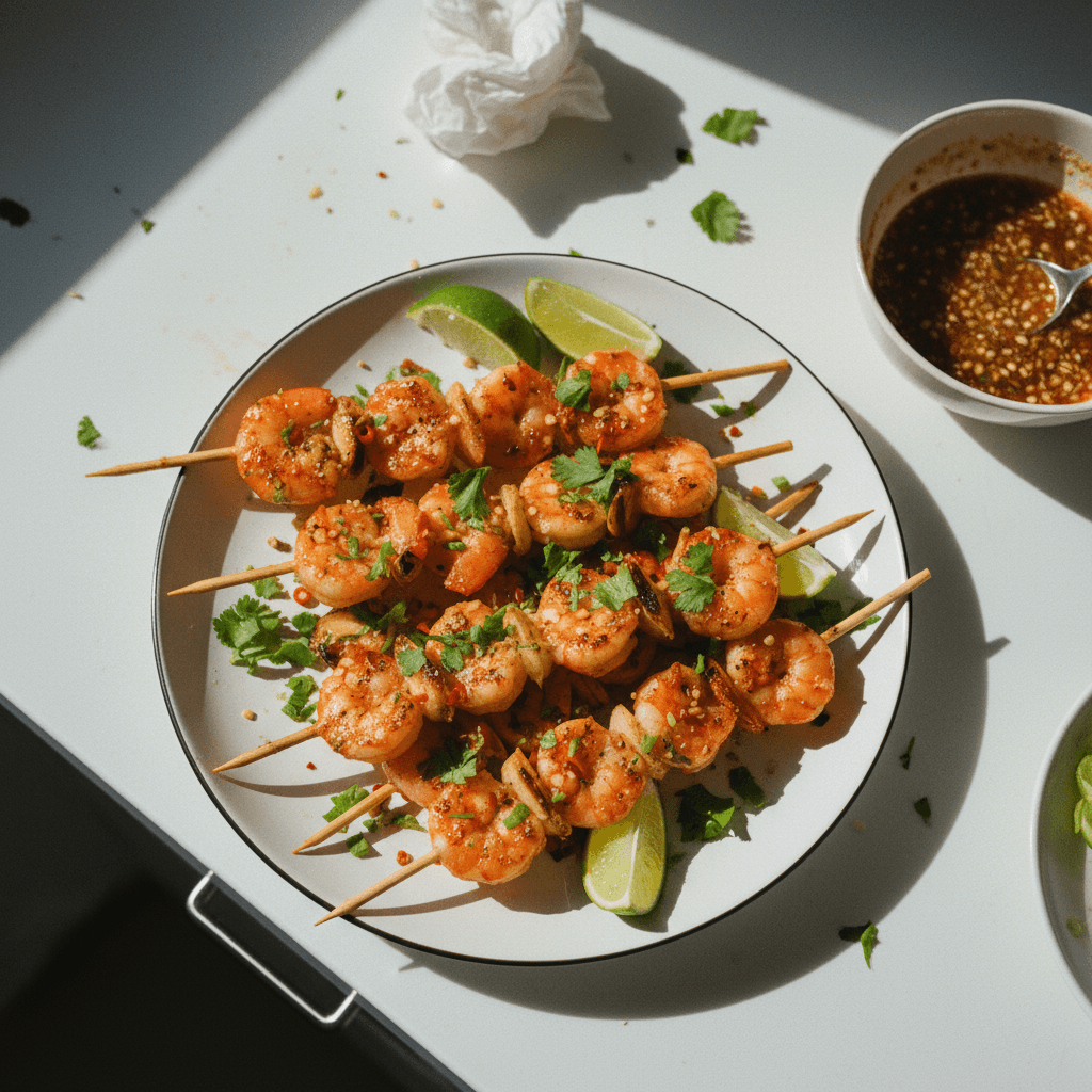 Spicy Garlic Shrimp Skewers