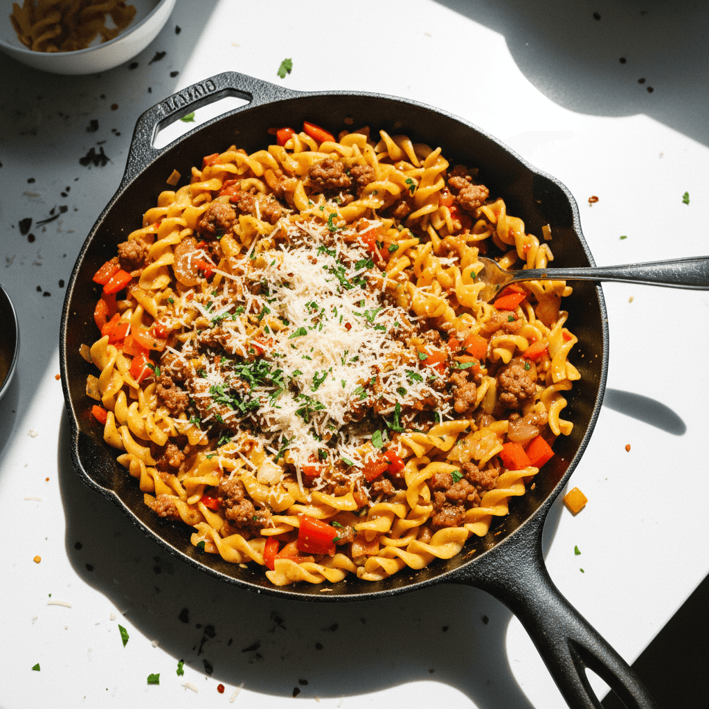 Italian Sausage & Pepper Noodles Skillet
