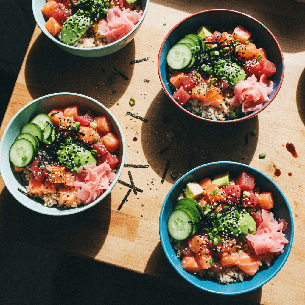 Quick Sushi Bowls with Spicy Mayo & Crispy Bits