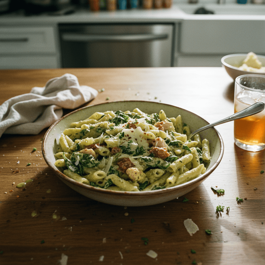 Spinach Dip Pasta with Chicken