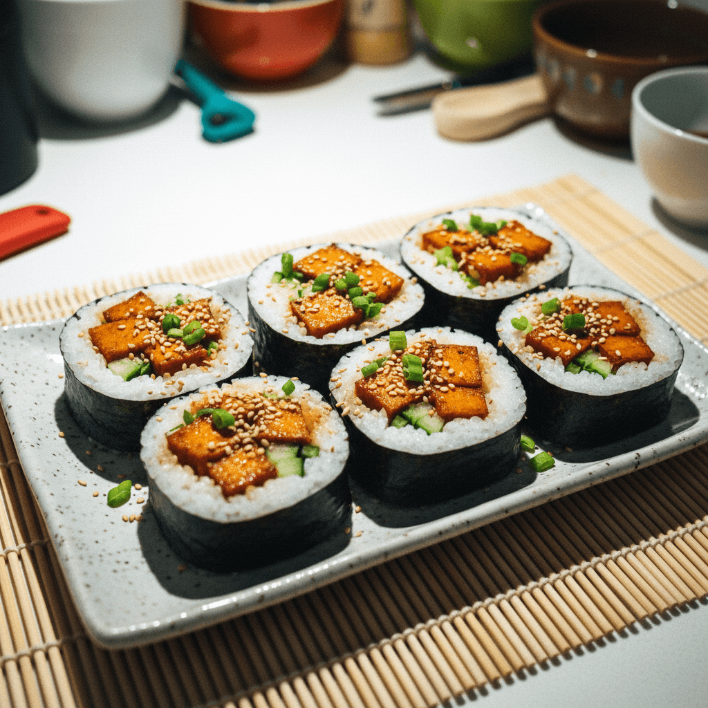 Vegan Tofu Sushi Rolls with Creamy Sriracha-Lime Dip