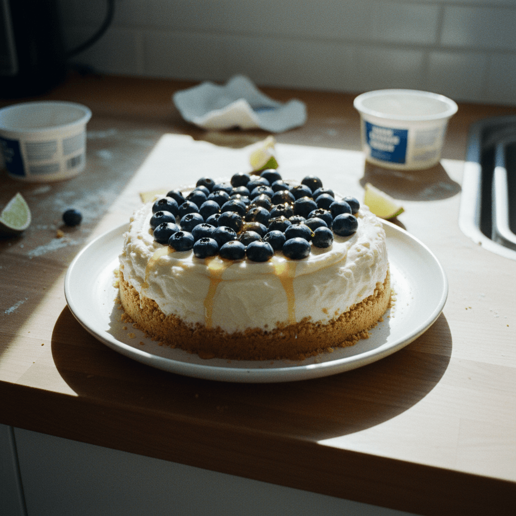 تشيز كيك بدون بيض وخبز