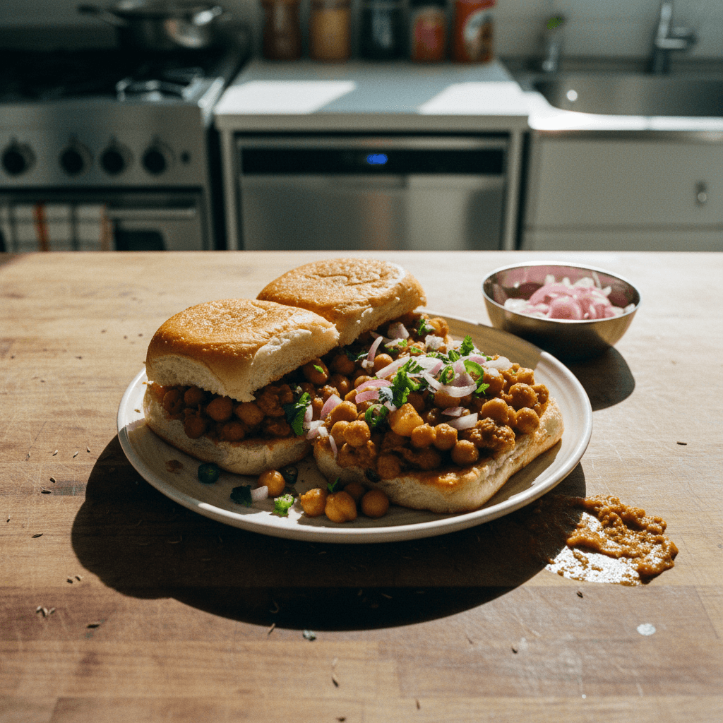 Chole Pav (or Chole Bun)