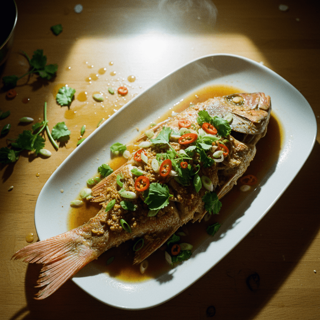 Miso Garlic Steamed Fish