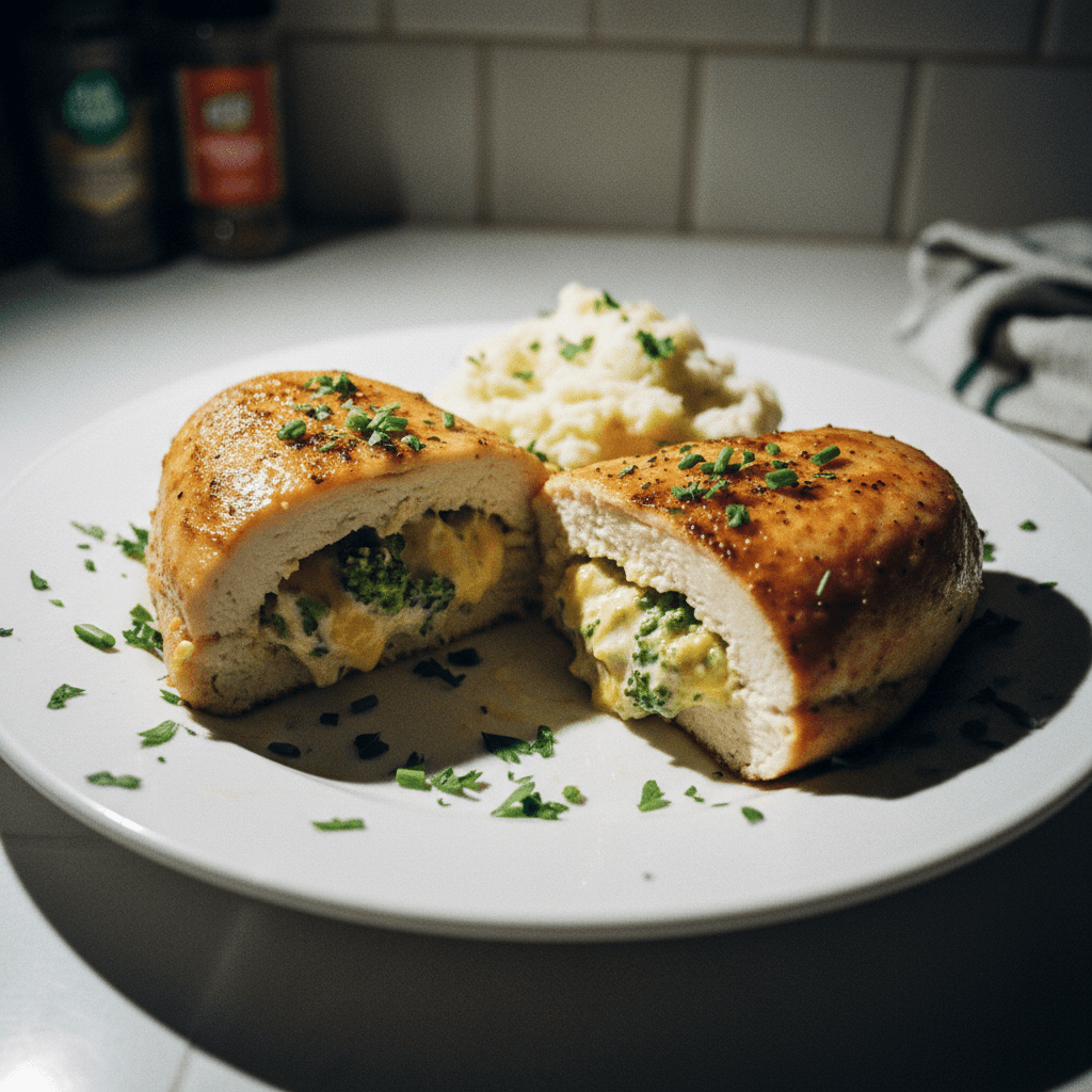 Creamy Broccoli and Cheese Stuffed Chicken Breast
