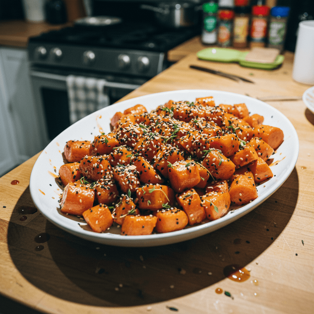 Boujee Spicy Maple Glazed Carrots