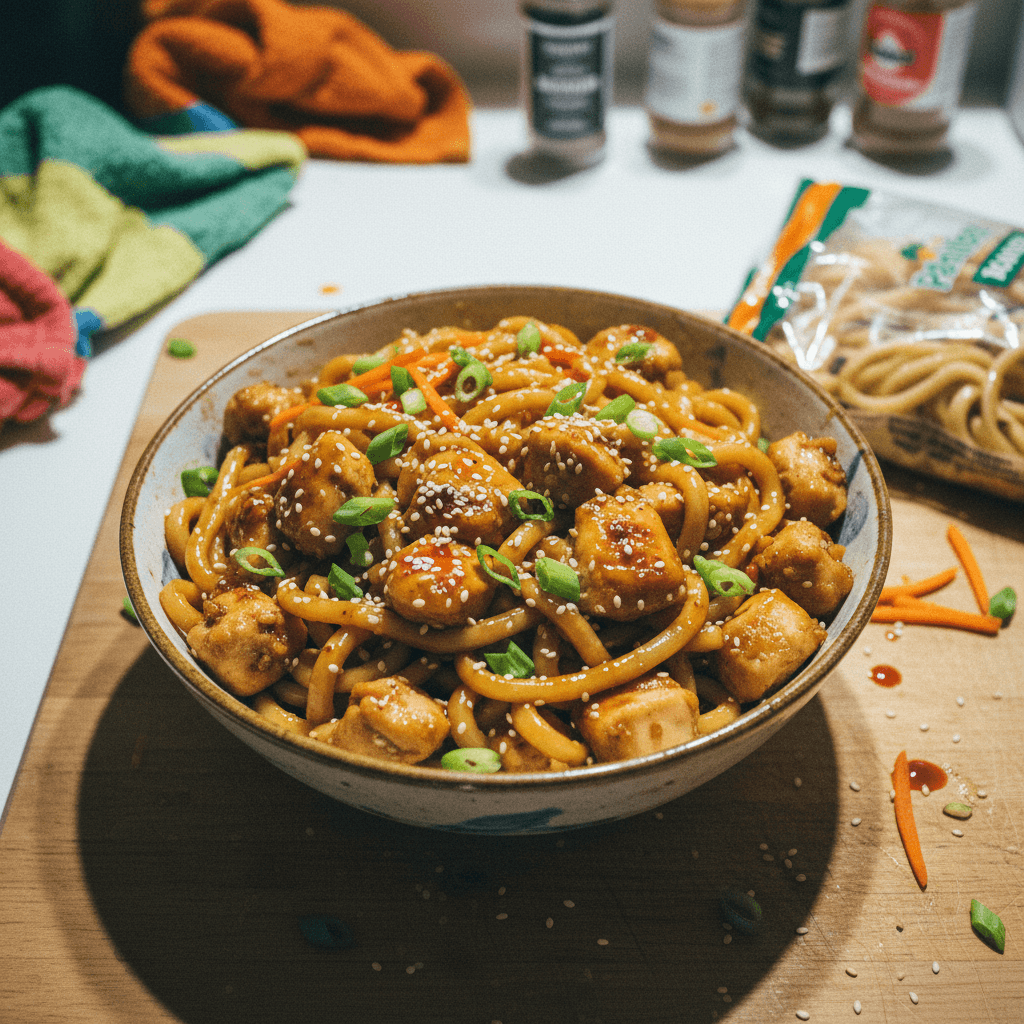 30 Minute Sticky Honey Chicken Noodles
