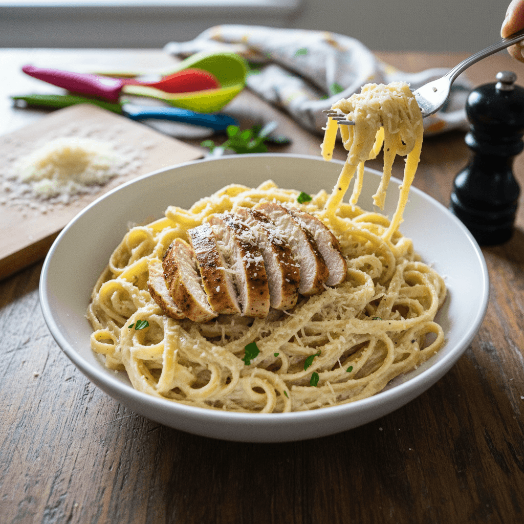 Healthy Chicken Alfredo with Cauliflower Alfredo Sauce