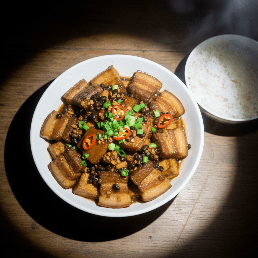 Cantonese Steamed Pork Belly in Black Bean Sauce (豆豉蒸腩肉)