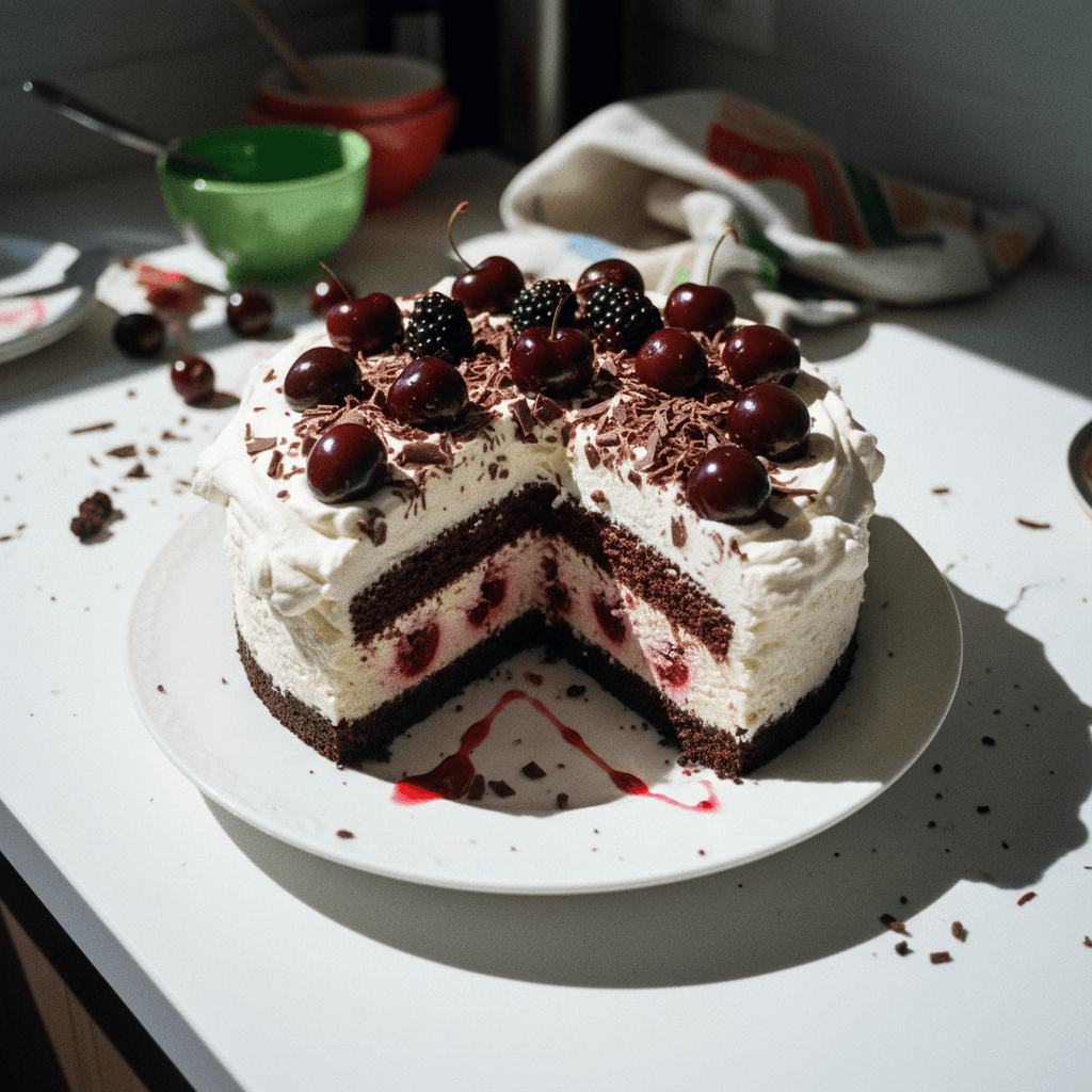 Blackberry Cherry Black Forest Cheesecake Cake