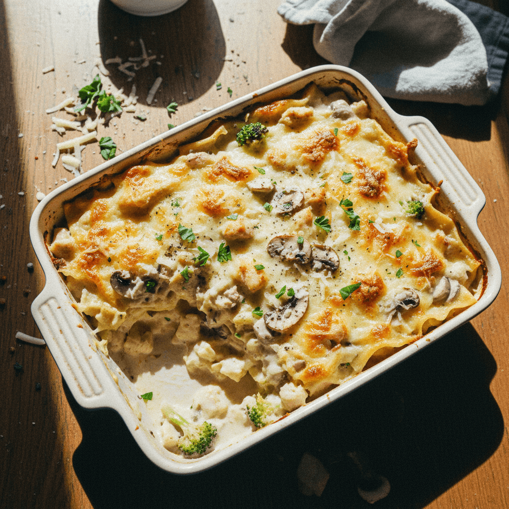 Creamy Chicken & Mushroom Lasagna