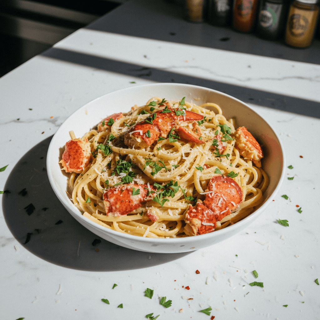 Creamy Chardonnay Lobster Linguini