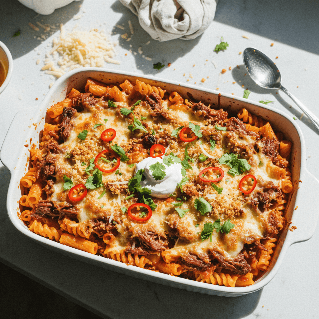 Spicy Brisket Ragu Pasta Bake