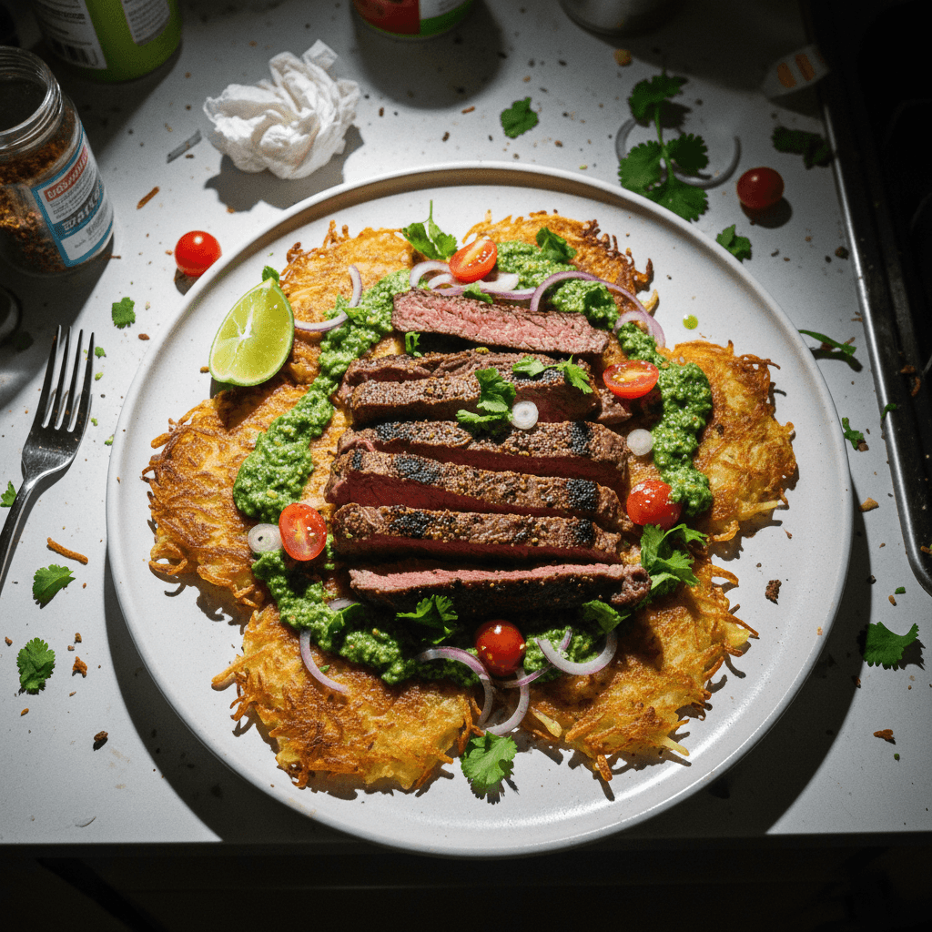 Bistec con Tortitas de Papa