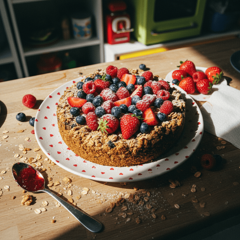 Healthy Granola Cake with Red Berries