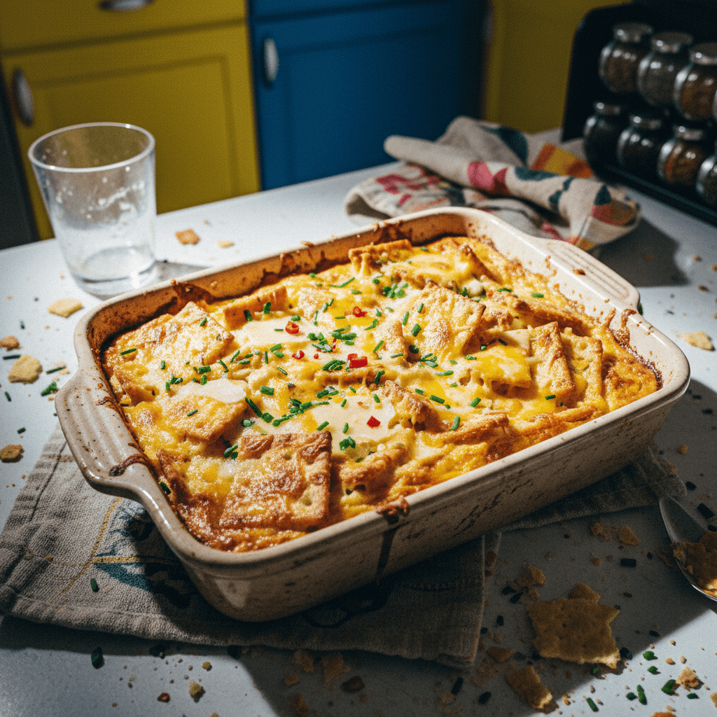 Cheesy Egg and Cracker Bake