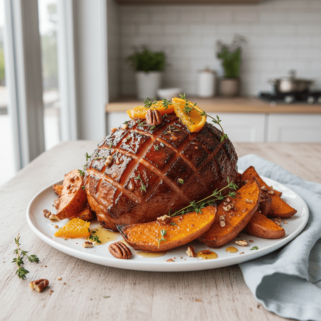 Sweet Potato and Honey Glazed Ham