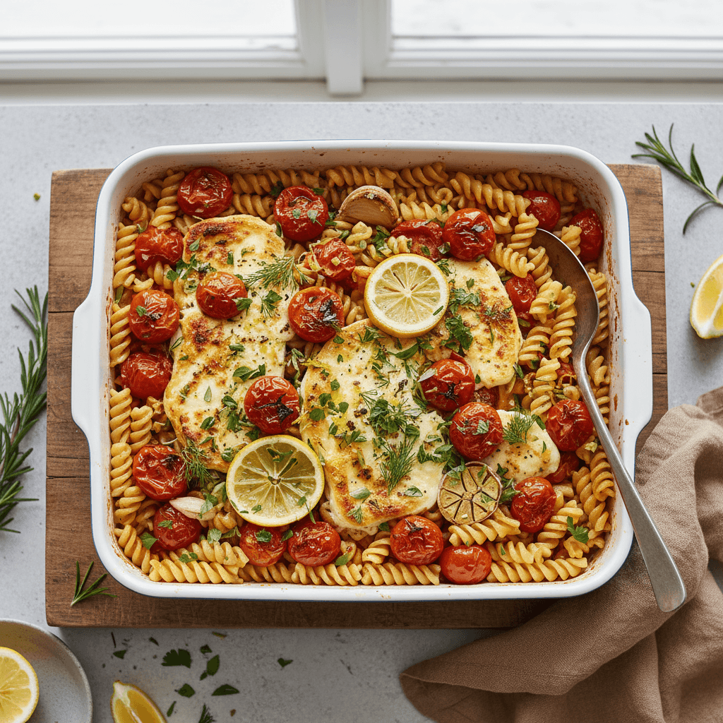 Lemon Herb Baked Feta Pasta