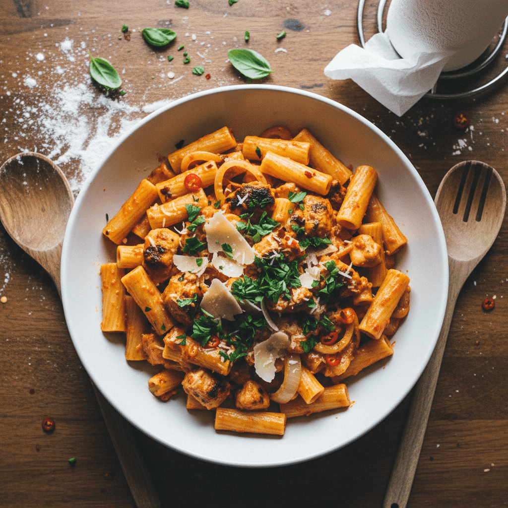 The BEST Spicy Chicken Rigatoni