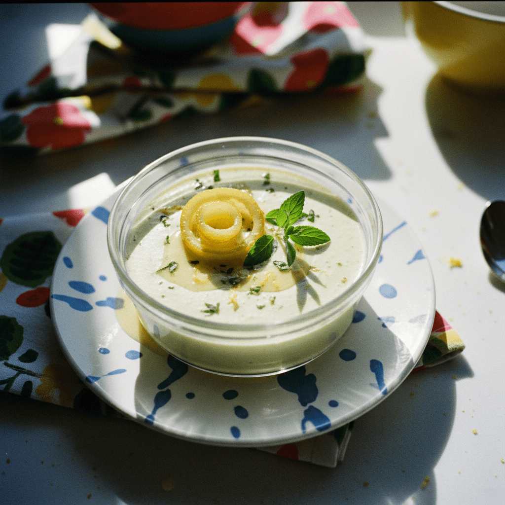 Lemon Verbena Panna Cotta with Lemon Verbena Ice Cream