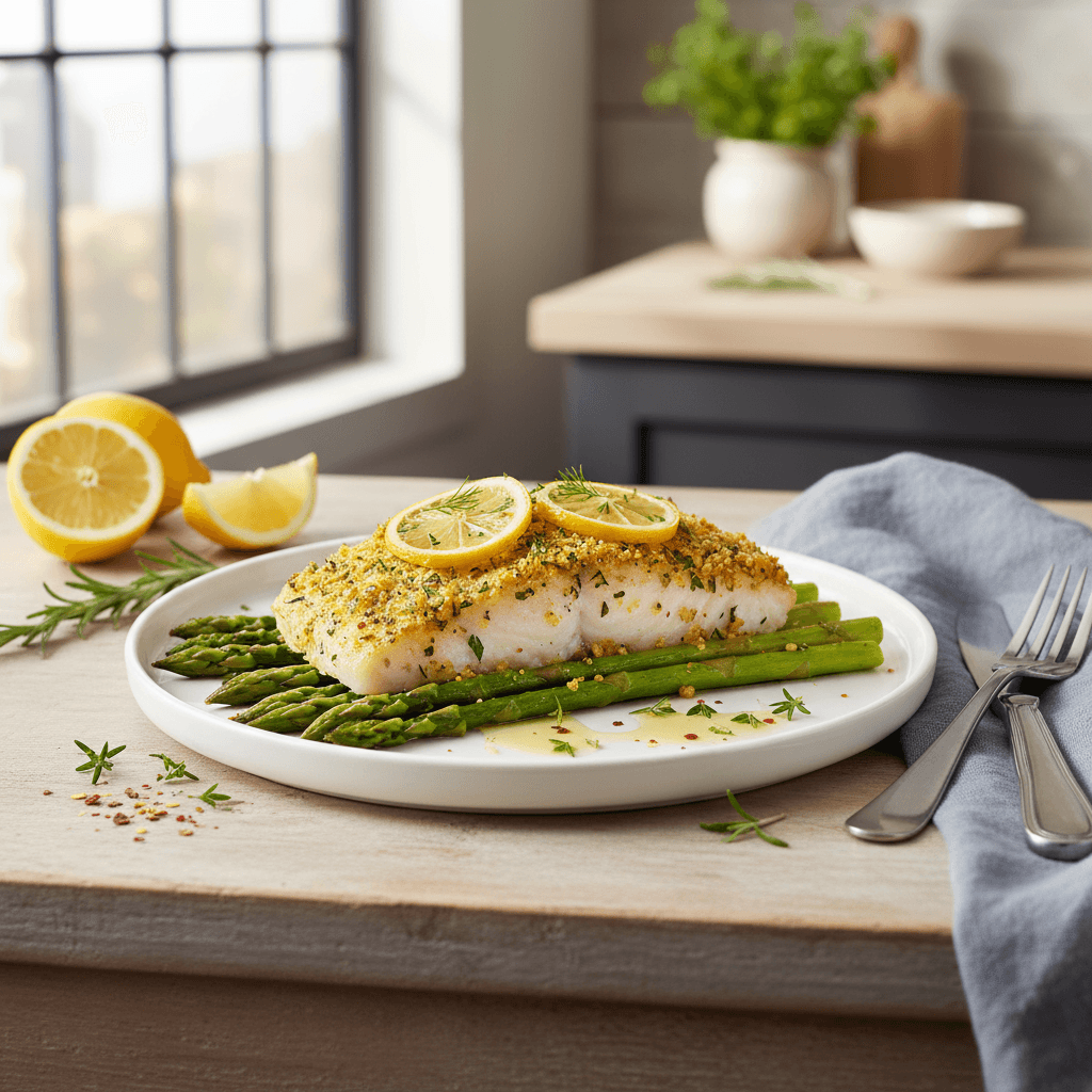 Lemon Herb Baked Cod with Asparagus