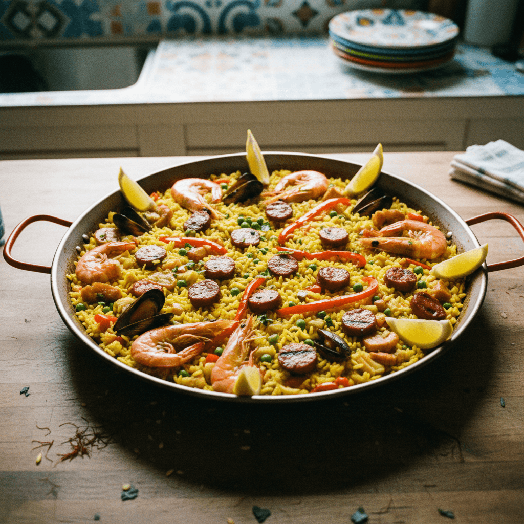 Traditional Spanish Paella with Saffron