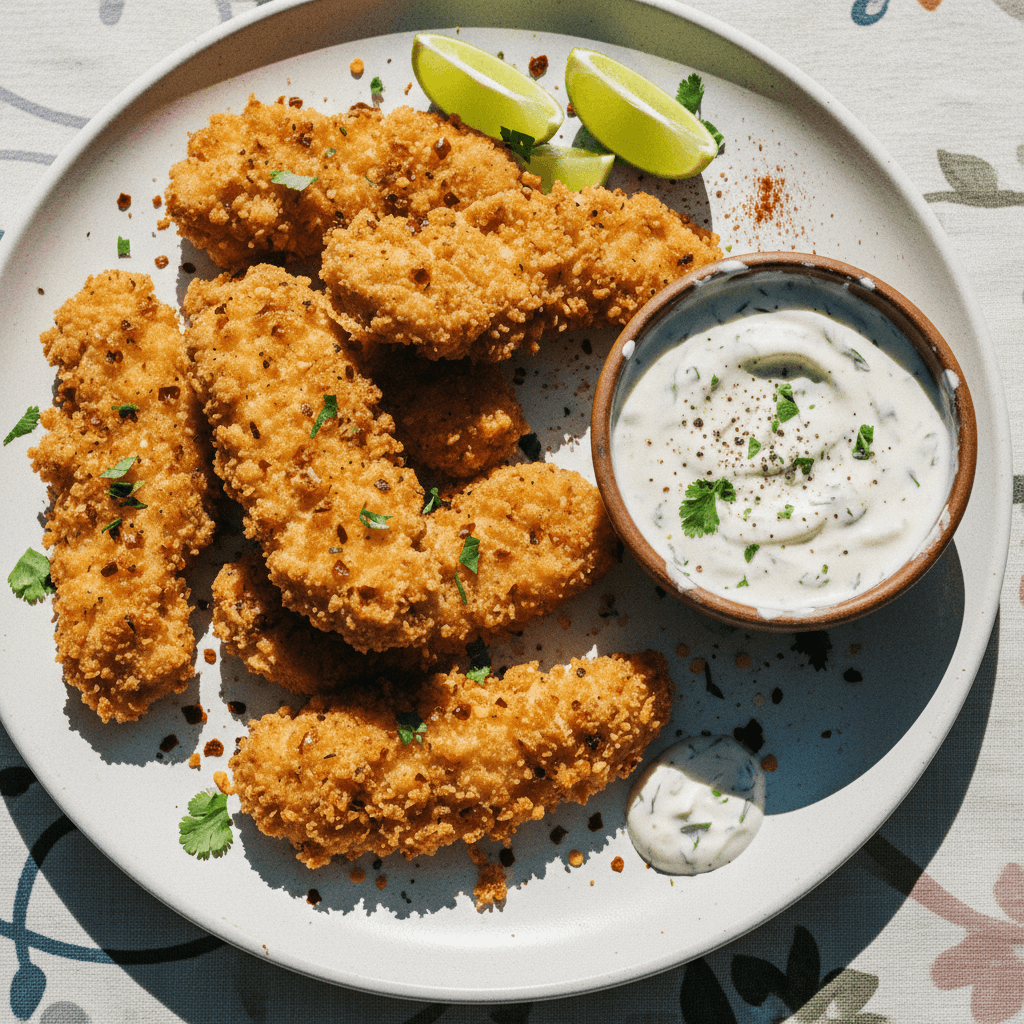 Chili Lime Chicken Tenders with Homemade Ranch