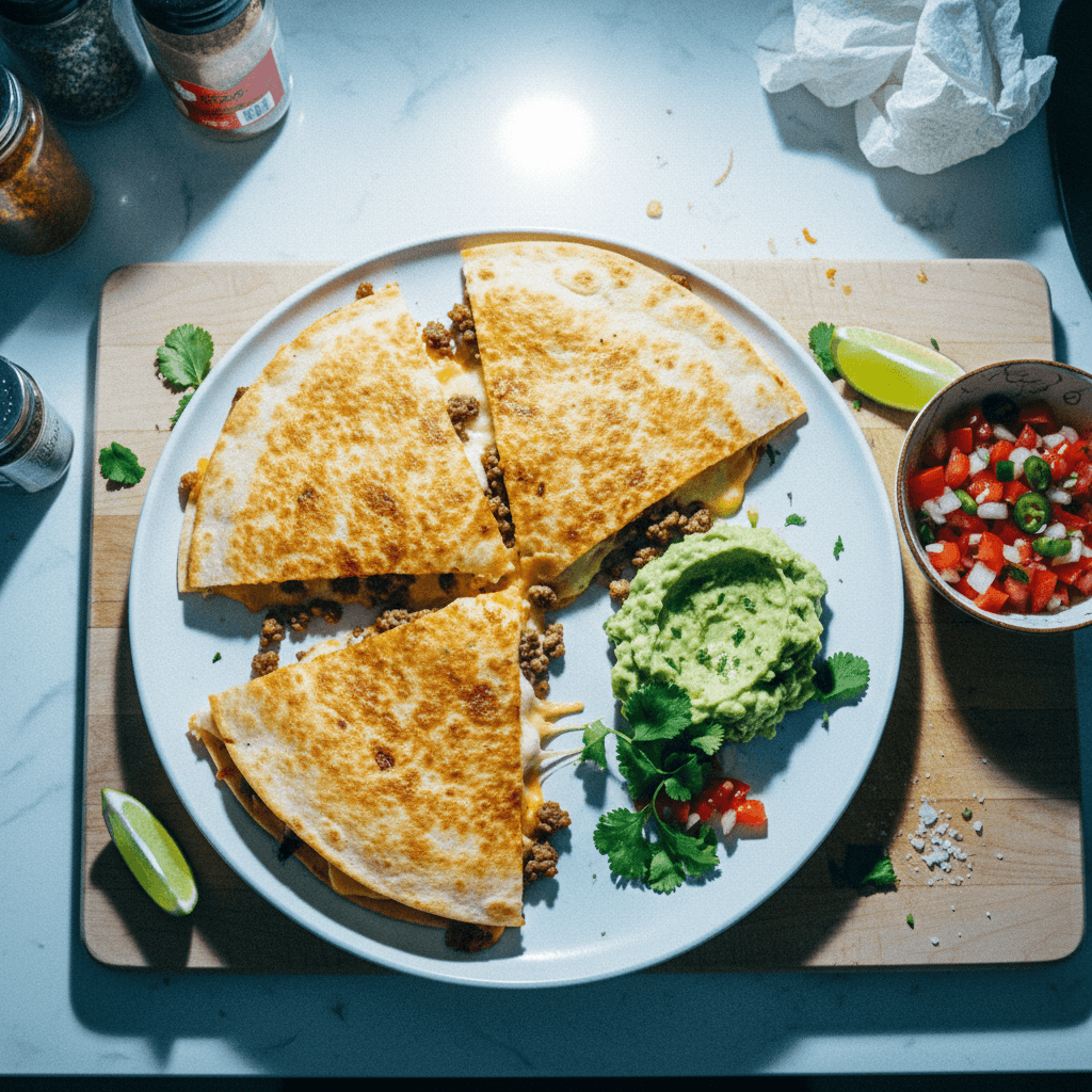 Cheesy Beef Quesadillas