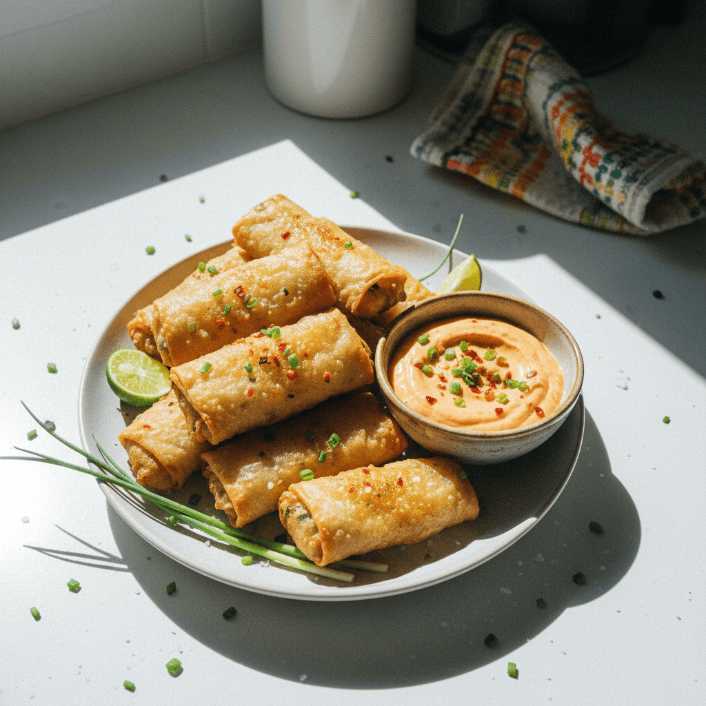Golden Prawn & Chive Spring Rolls with Spicy Aioli (Gorengan Sultan)