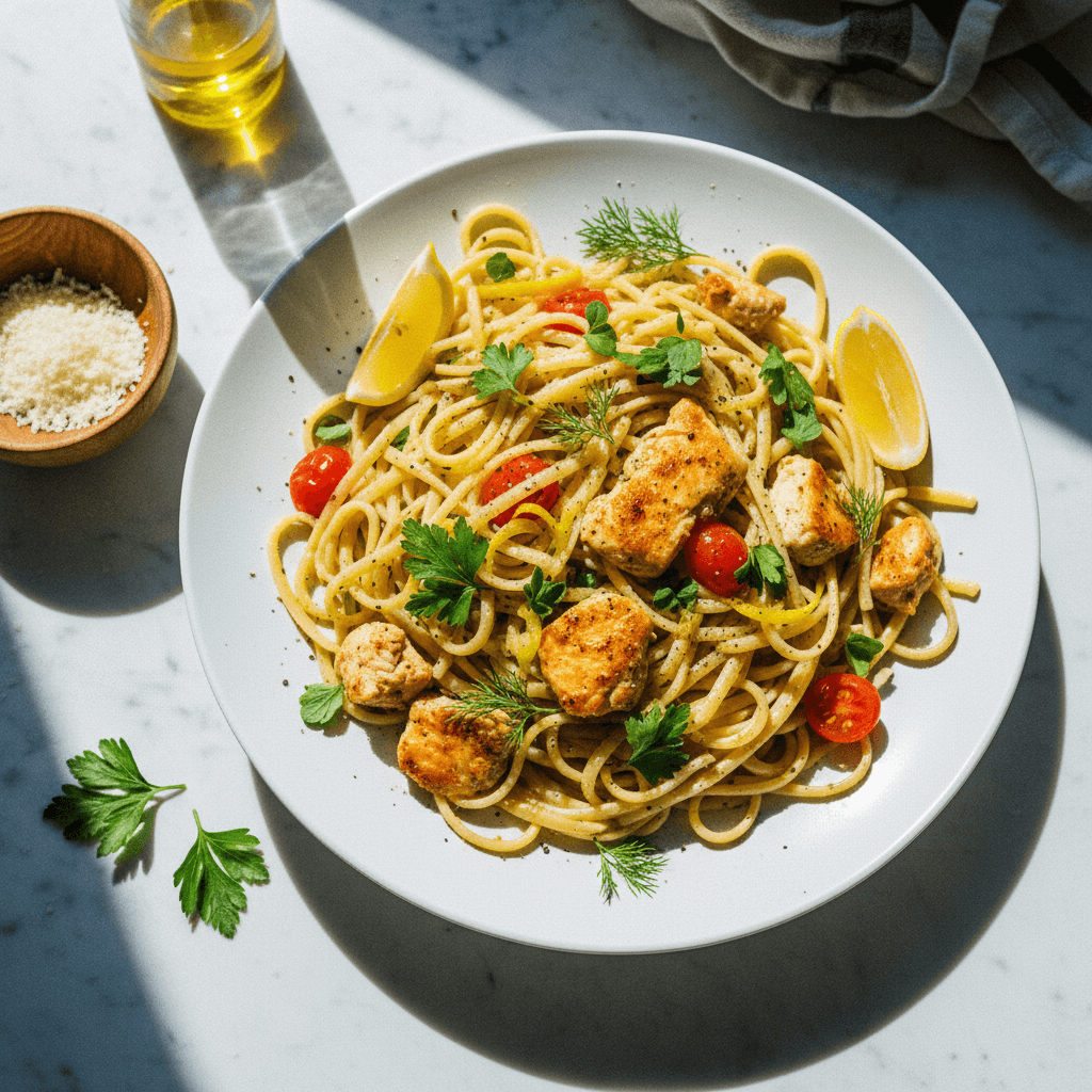 Lemon Herb Linguine with Chicken