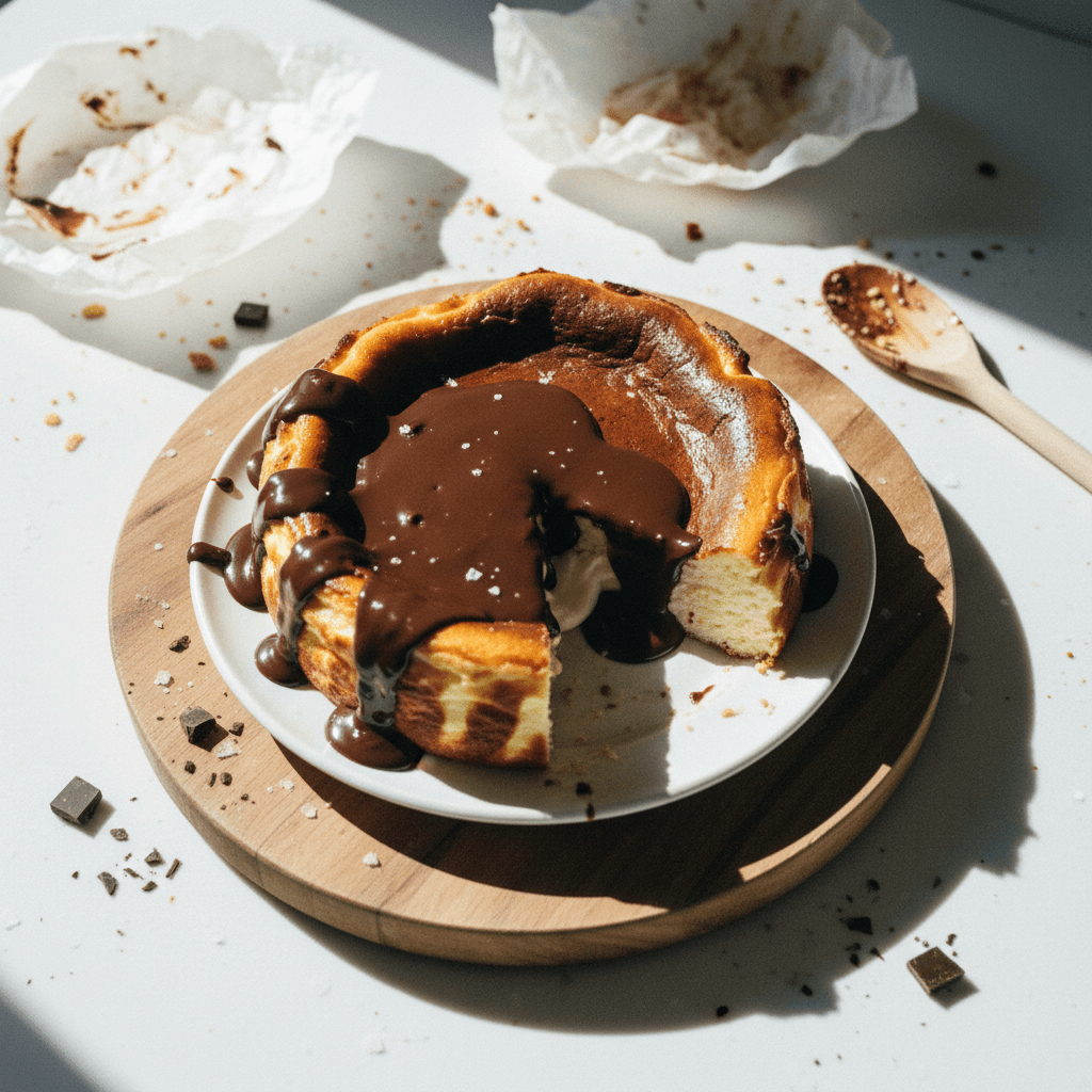 San Sebastian Cheesecake with Chocolate Ganache