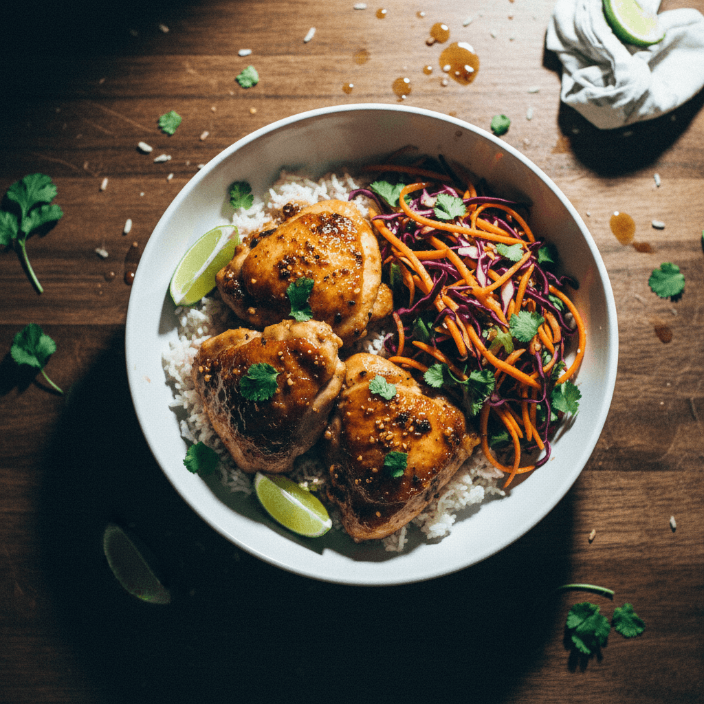 Cilantro Lime Chicken Thighs with Slaw