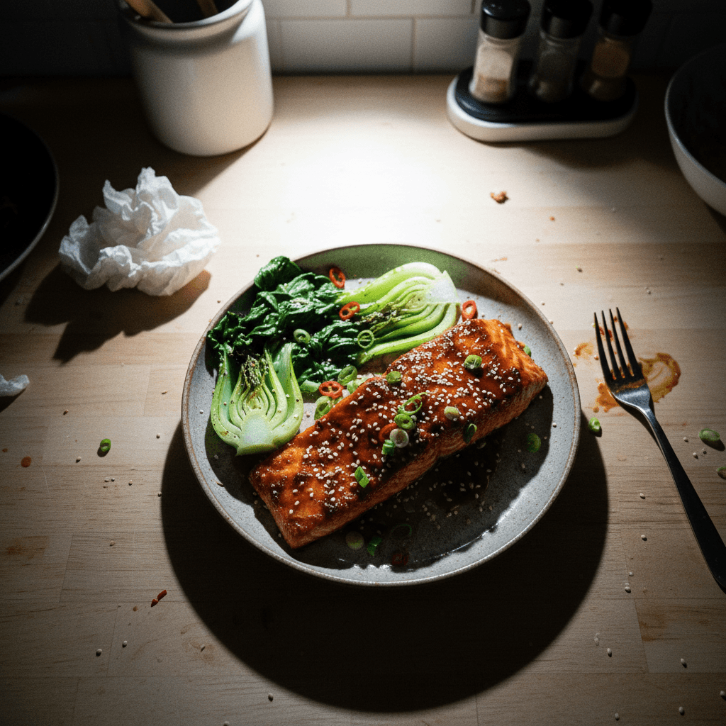 Spicy Gochujang Glazed Salmon with Bok Choy