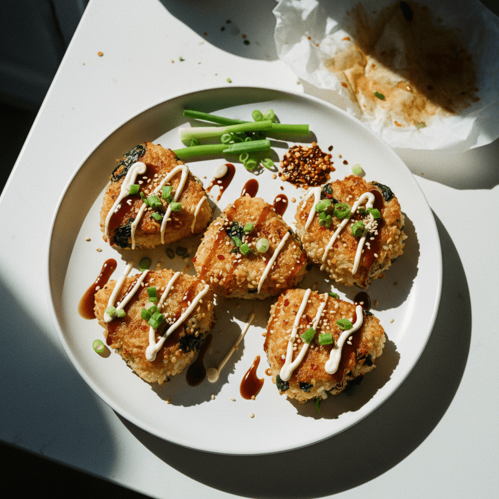 Crispy Yaki Onigiris with Rotisserie Chicken