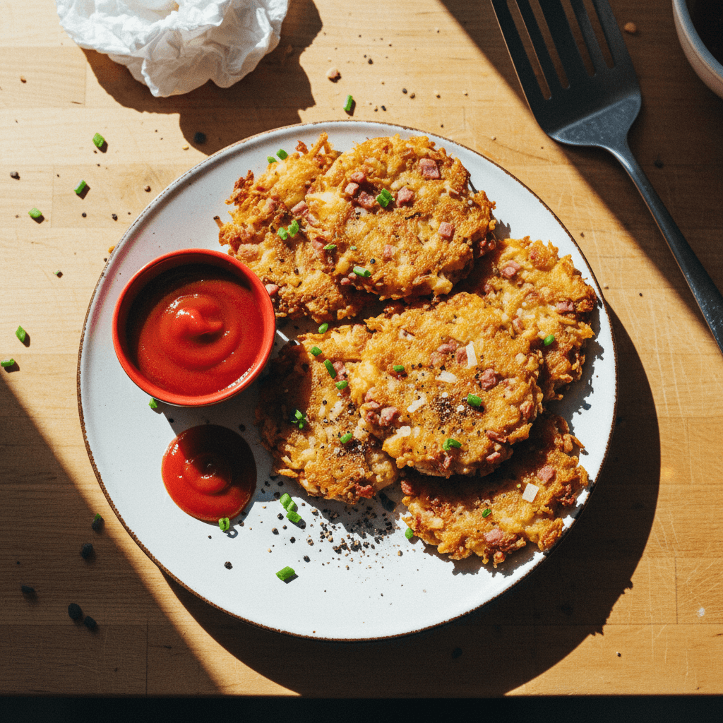 Air Fried Spam & Cheese Hash Brown Fritters